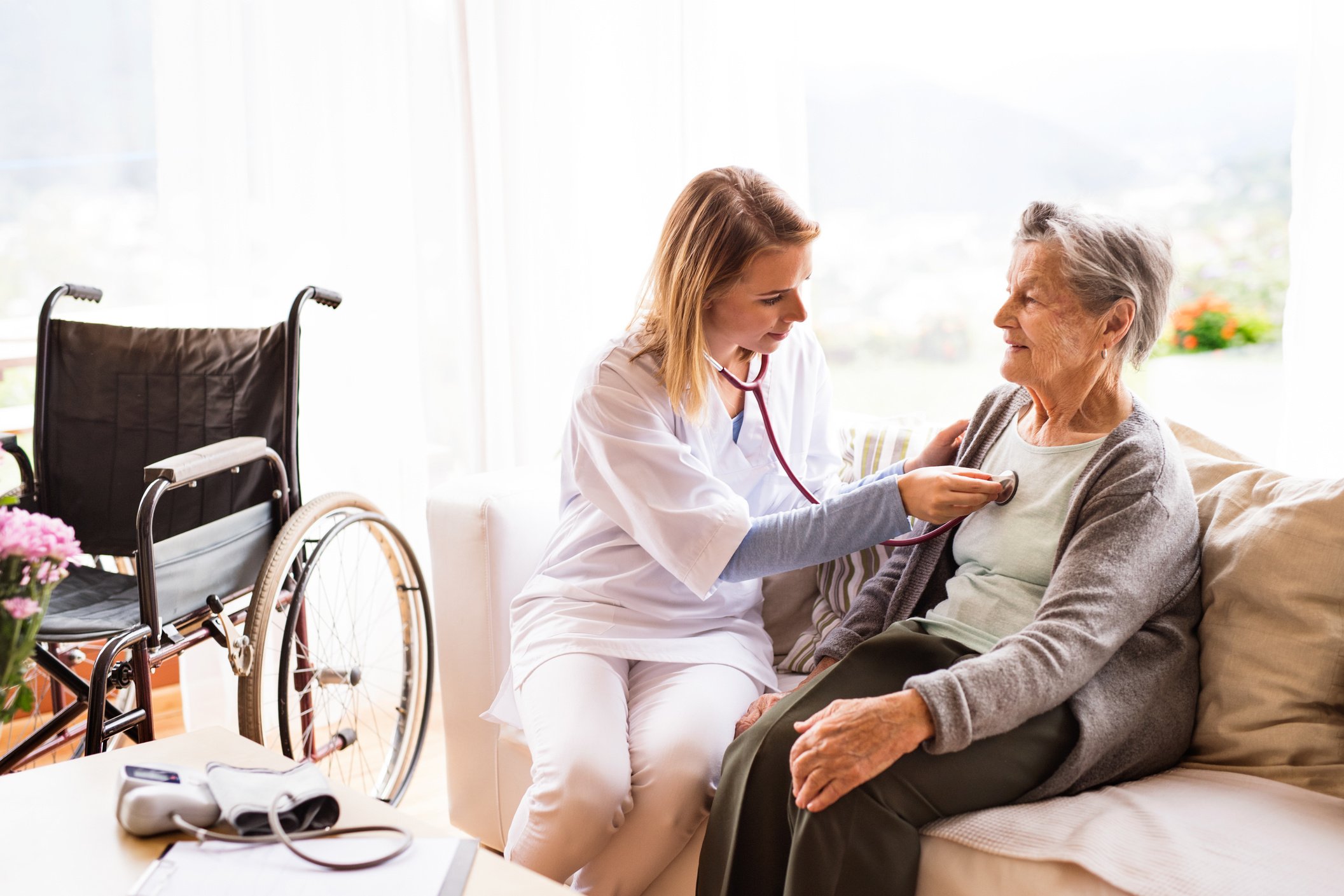 Health Visitor and a Senior Woman during Home Visit